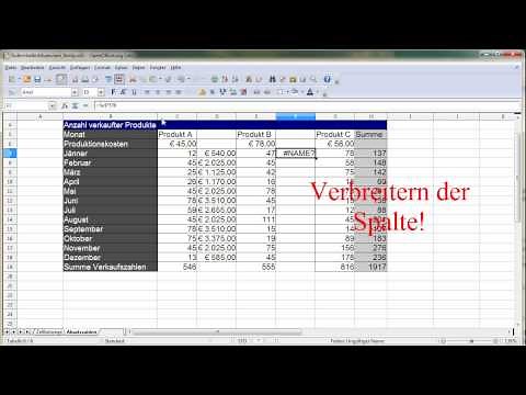12. Zeilen, Spalten einfügen und ausblenden bei OpenOffice Calc