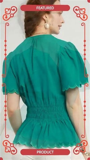 Umgee Scalloped Edge Flutter Sleeve Blouse