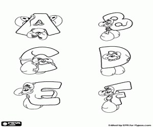 Letters from A to F and little mouse coloring page printable game