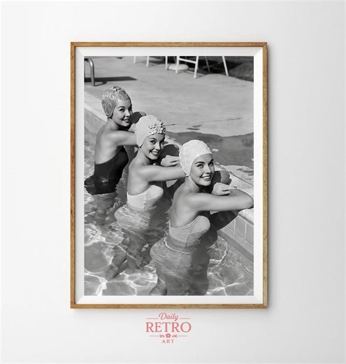 Vintage Swim Art, Retro Woman Poster, Pool Poster, Black and White Photo (digital Download) - Etsy