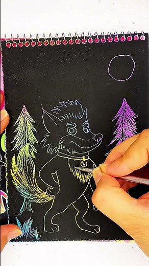 100% Wolf Scratch Art | Freddy Lupin in Scratchboard Style 🐺🎨