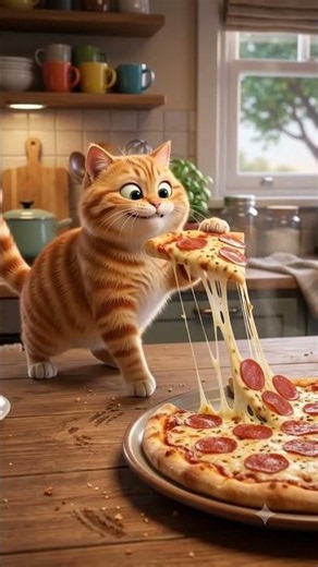 Chubby Cat's Pizza Heist! 🍕🐱😂 #Shorts