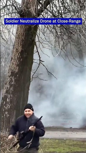 Ukrainian Soldier Shoots Down Wire-Guided Drone at Point-Blank Range