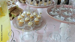 Snacks on the table, catering concept. Catering, catering business. Beautiful table setting in the restaurant, buffet. Preparation for the holiday, table setting by the waiter.