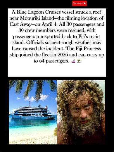 Fiji Cruise Ship Hits Reef Near 'Cast Away' Island; All Passengers Rescued #fiji #cruiseship