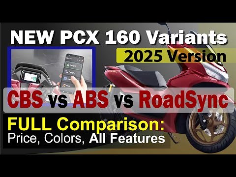 New PCX 160 Variants (2025 Version) Comparison-RoadSync vs ABS vs CBS: Prices, Colors, All Features