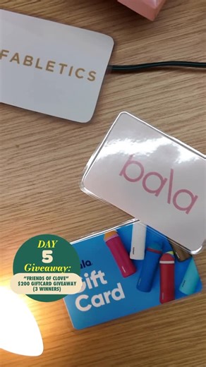 Clove on Instagram: "✨ DAY 5 OF 10 DAYS OF GIVEAWAYS — GIFTCARDS GALORE! ✨ Our brand friends love you as much as we do, so today we’re giving away three $200 gift cards to @fabletics, @owala, and @bala — one winner per brand! Shop now at the link in bio for your chance to win (and shop even more).😉 OH! And don’t forget: every order enters you to win the Golden Ticket — a $500 Clove spree. But because we’re feeling so jolly…we are also giving away a Golden Ticket right here, right now! How to en