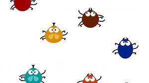 Funny colored insects creep up on white, 2d animated cartoon, seamless loop | Premium Stok Video Çekimleri