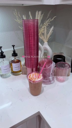 Pink Plastic Cups & Coffee Drinks