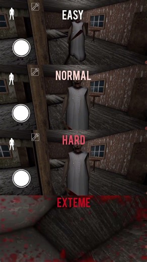 EASY VS NORMAL vs HARD vs EXTEME in granny game play shorts