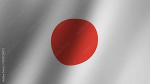 Japan flag is waving Animation. Flag of Japan waving. 4K Footage animation