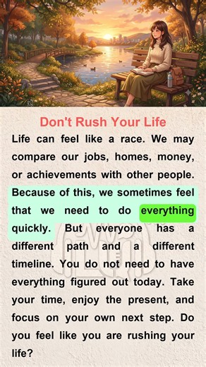 Don't Rush Your Life 🌿 | Easy English for Beginners (A1–A2) | English Listening Practice