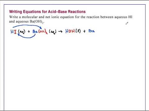 Writing Equation for Acid Base Reactions Chemistry