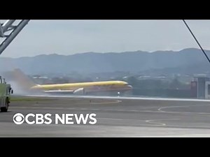 Dramatic video shows cargo plane skidding off runway at Costa Rica airport
