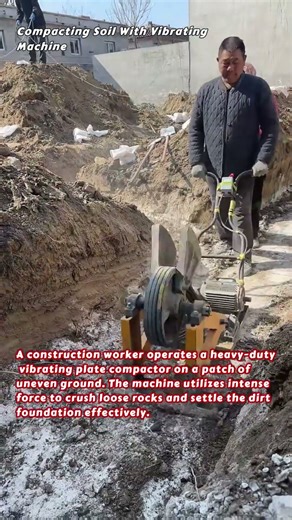Compacting Soil With Vibrating Machine