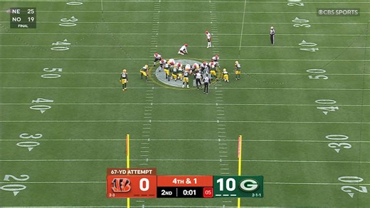 Evan McPherson's 67-yard FG try is good, but it doesn't count due to LaFleur's timeout call