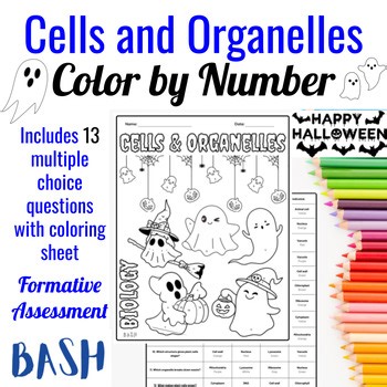 Cells and Organelles Halloween Color by Number Activity On Level Biology