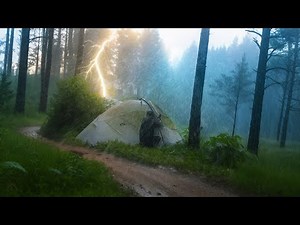 THUNDERSTORM & FLOOD‼️ Heavy Rain Camping in the Forest for Relaxing - Rainstorm Camping