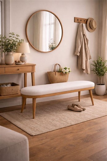 Mid Century Upholstered Bench, Entryway Bench With Solid Wood Legs, End of Bed Bench, Dining Bench Seat, Modern Hallway Bench, Piano Bench - Etsy Ireland