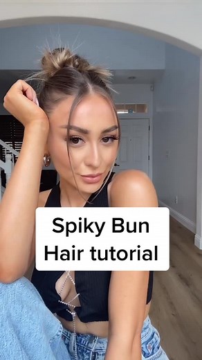 Spiky bun hair tutorial! #hairstyle #hairtutorial #Fashion101 #hair #hairhowto #bellahadidhairstyle #spikyhair
