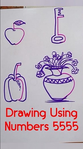 Easy Drawings Using Number 5 #easyart #numberdrawing