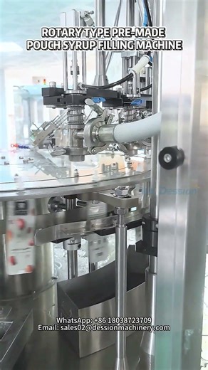 Rotary pre-made pouch syrup filling machine