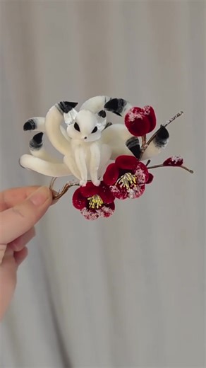 Handmade Velvet Fox Hairpin - A Touch of Tradition