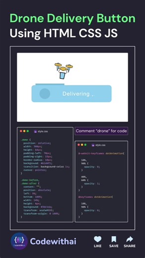 UI/UX Magic:Drone Delivery Animation with CSS💡#coding#shorts#viral#animation#games#css#html#ai#drone