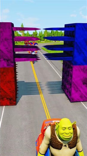 Weird Cars & Crazy Car Going to Two Story Bollard Spikec Crush in BeamNG.drive #bollard