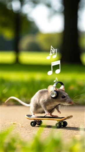 Mouse riding a skateboard ￼￼