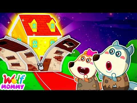Unzipping A Broken House! 🏡 GOLDEN Makeover! Kids Learn Kindness | Mommy Wolf Cartoon