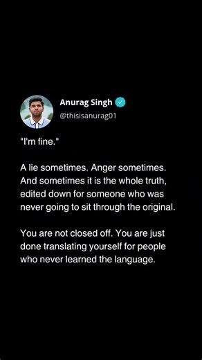 What "I'm fine" actually means? #quotes #quote #quoteoftheday #lifequotes #quotesaboutlife