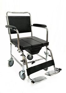 [Hot Item] Steel Frame Fixed Armrest & Detachable Footrest Commode Wheelchair Made in China