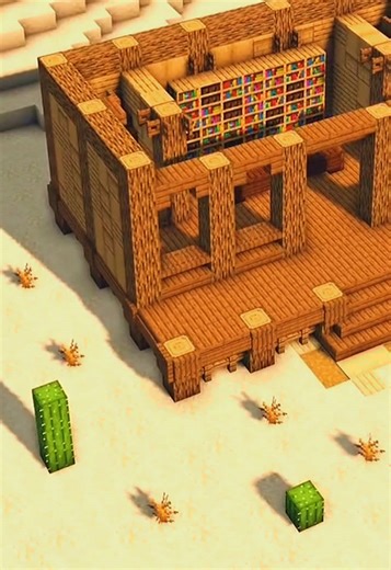 📚♥️ Let’s build an oak library in the desert in Minecraft ♥️📚 - #minecraft #speedbuild #buildtutorial #aesthetic #fyp