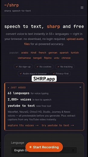 Free speech to text — no login, no app, just open and talk