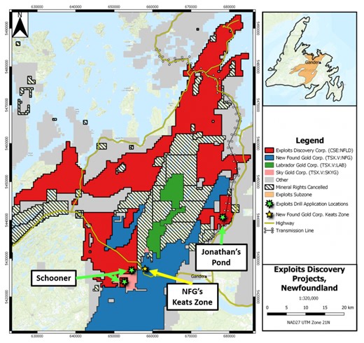 Exploits Discovery Submits Application for Drilling at Schooner and Jonathan's Pond
