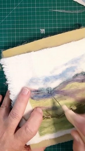 Needle felt and embroider a miniature landscape on fabric @artfiberstitch