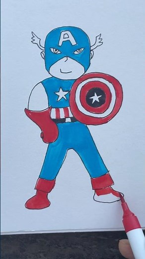 Funny Captain America 🧑‍✈️🤭 Cartoon for kids #shorts #shortsfeed #marvel #kids #comics