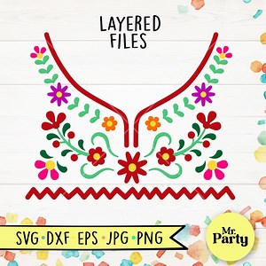 Mexican Floral Dress Costume SVG: Cinco De Mayo Outfit (digital Files) - Etsy