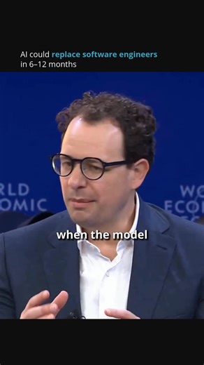 Wireofai on Instagram: "This wasn’t a random hot take. At World Economic Forum 2026, Anthropic CEO Dario Amodei said AI models could handle end-to-end software engineering in as little as 6 to 12 months. Not just writing code — but planning features, debugging, testing, and shipping full systems. He explained that some engineers already don’t write code line by line anymore. They prompt AI, review outputs, and guide the process — more like directors than builders. That’s a massive shift. The rea