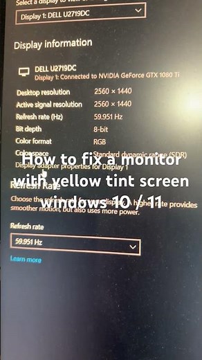 How to fix a monitor with yellow tint screen windows 10 / 11