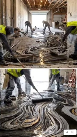 Luxury Garage Floor Transformation 😱 Black & Gold Metallic Epoxy #shortsvideo