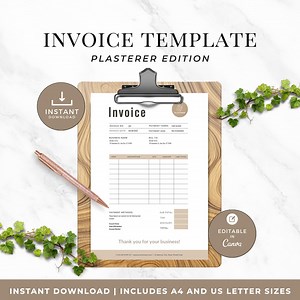 Plasterer Invoice Template, Drywall Invoice for Contractors, Editable Canva Trade Billing Form - Etsy