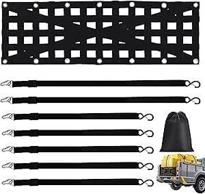 Heavy Duty Tailgate Net for Truck Bed, 54""x17.7"" Cargo Net, Truck Bed Extender Tailgate Cargo Net with Adjustable Buckle Straps, for Pickup, Trailer, Truck, Boat, Jeep, SUV (54'' x 17'')