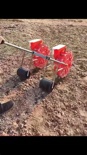 Agricultural Grain Bean Double-row Hand Push Manual Corn Seeder Machine #seeder