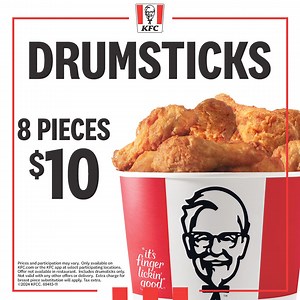 40K views · 477 reactions | We’re on a (drum)roll $10 gets you 8 drumsticks…and a bucket. Only available on the KFC App or KFC.com | KFC | Facebook