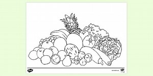 Fruits and Vegetables Colouring Page for Kids