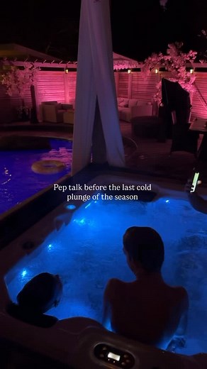 2.5K views · 26 reactions | Summer nights will always be my favorite, but this time of year we turn the pool into our own little cold plunge before shutting it down. I love squeezing in that extra bit of time in my favorite space — but all good things have to come to an end. Final plunge of the season… until next year ❄️ . #pooldecor #coldplunge #coldplungetherapy | Amanda Barrett-Jackson | Facebook