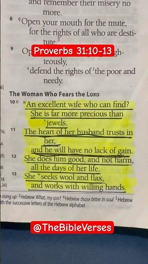 The Woman Who Fears The LORD! | Proverbs 31:10-13