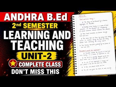 Learning & Teaching UNIT 2 | B.Ed 2nd Semester | Complete Class + Important Diagrams #careerodisha